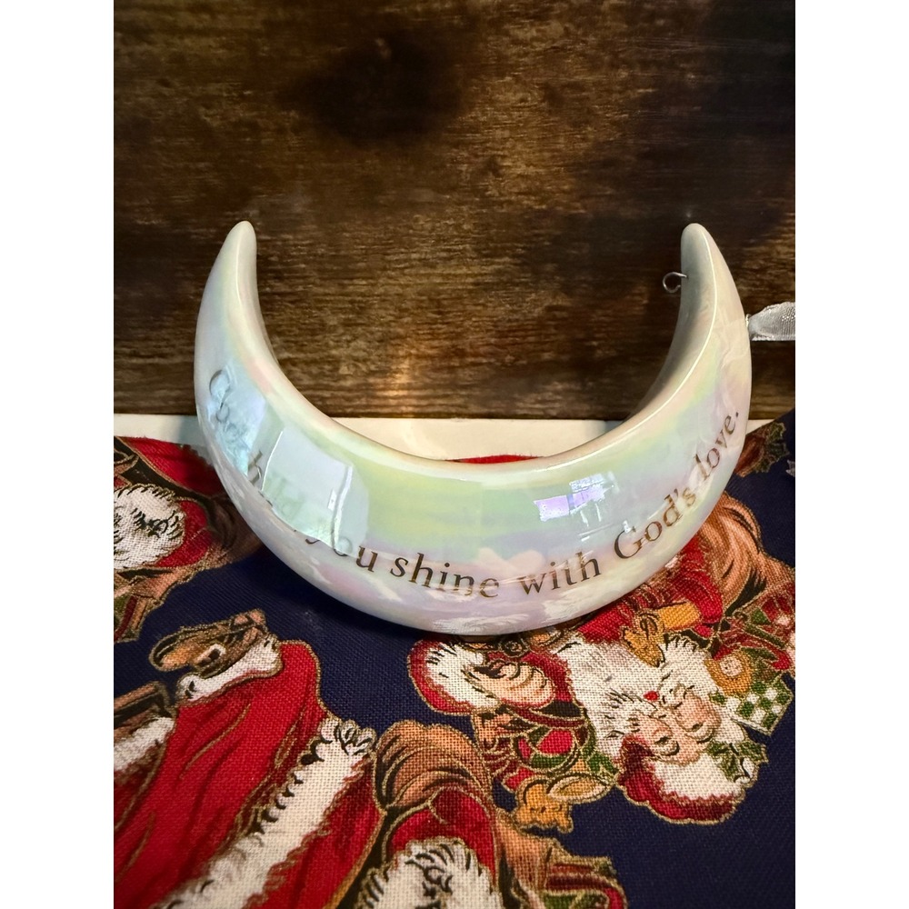 Hallmark 2017 Godchild You Shine With Gods Love Iridescent Moon Ornament